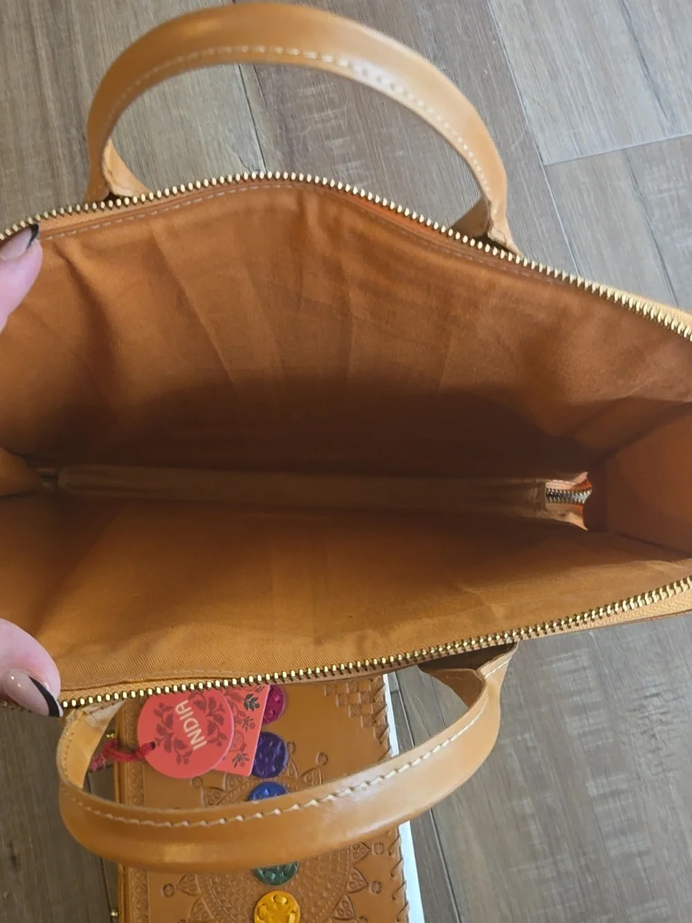 Rare Laptop Bag Chakra Embossed Tan Leather and Notepad Agenda Set